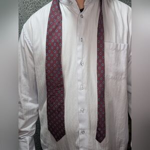 Beau Brummell Burgundy Silk Tie USA Made Wide Vintage Medallion 57"